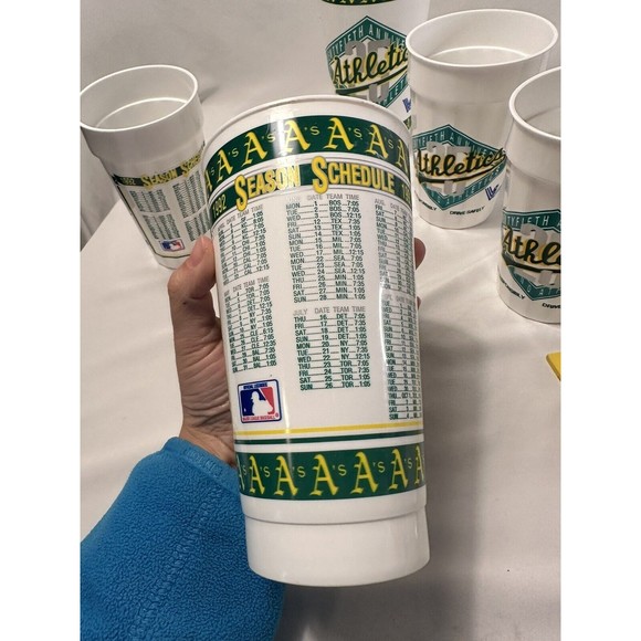 Dining Vintage Oakland Athletics Plastic Cup 1992 Season Schedule Lot